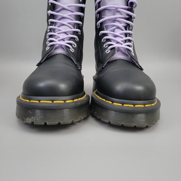 Dr. Martens Womens 1460 Boots Size 6 Purple Satin Hearts Lace-Up Black - Picture 5 of 12